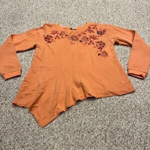 NWT Sundance Clementine Fields Sweatshirt Sz M Embroidered Boho Asymmetrical Hem